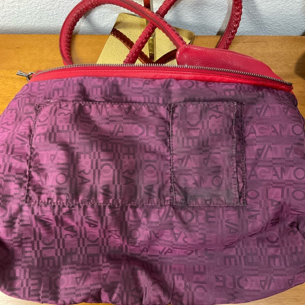 Salvatore Ferragamo Red Leather Shoulder Bag COA - Picture 12 of 16
